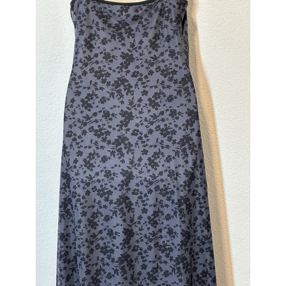 Black And Gray Floral‎ Maxi Dress Lace Trim Mesh Lined Large Whimsigoth Grunge - Picture 4 of 10